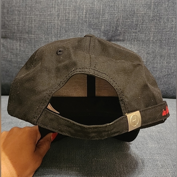 OOAK Black Baseball Cap Red Floral Embroidered Adjustable Hat main image 6